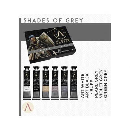 SCALE75- set of 6 acrylic paints in 20ml tube, artistic range- SHADES OF GREY