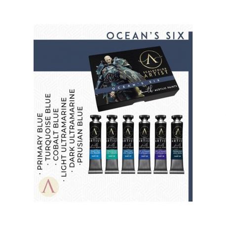 SCALE75- set of 6 acrylic paints in 20ml tube, artistic range- OCEAN'S SIX