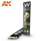 AK INTERACTIVE- Set matite acqurellabili GREEN & BROWN (5pz)
