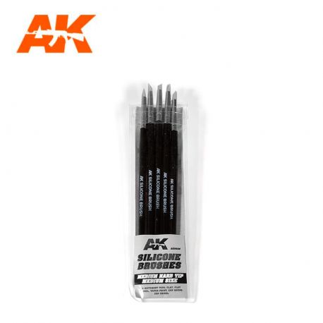 AK INTERACTIVE 9086- Set 5 pennelli in silicone punta media morbida