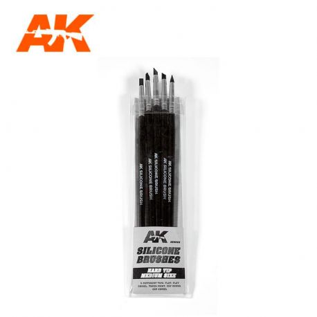 AK INTERACTIVE 9088- Set 5 pennelli in silicone punta media dura
