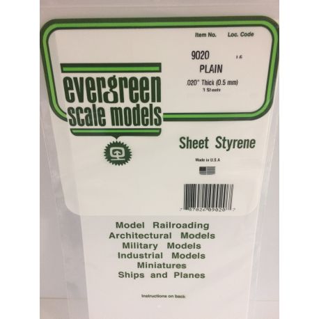 EVERGREEN 9020- STIRENE 0,5MM (3 fogli)