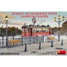 MINIART 35639 STREET ACCESSORIES WITH LAMPS & CLOCKS