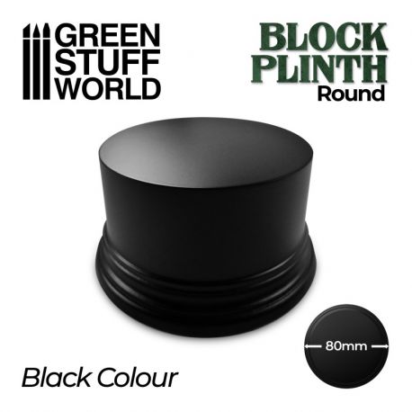 GREEN STUFF WORLD Round Block Plinth 8cm - Black