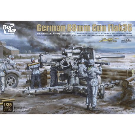 BORDER MODEL BT013 German Flak 36 88Gun con 6 Figure Limited Edition Box in metallo