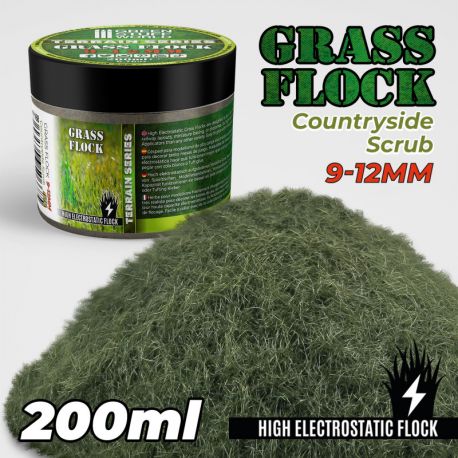 GREEN STUFF WORLD Static Grass Flock 9-12mm - COUNTRYSIDE SCRUB - 200 ml