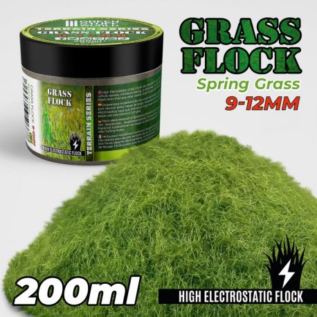 GREEN STUFF WORLD Static Grass Flock 9- 12mm - SPRING GRASS - 200 ml