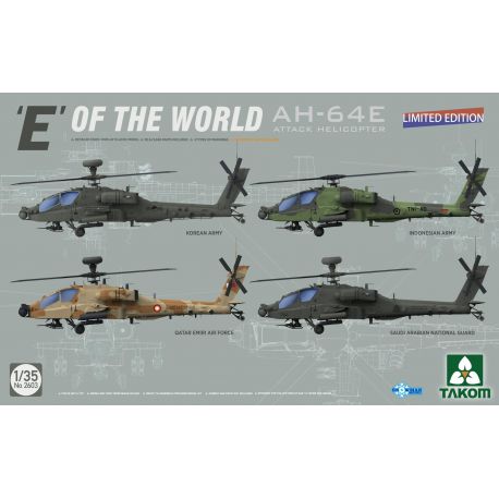 TAKOM 2603 AH-64E Attack Helicopter E of the World, Limited Edition 1/35
