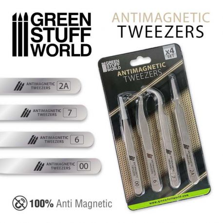 GREEN STUFF WORLD 100% Anti-magnetic QUARTZ Tweezers SET