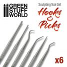 GREEN STUFF WORLD 6x Hook and Pick tool Set