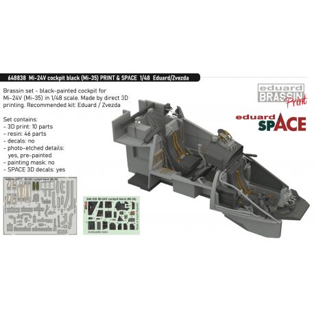 BRASSIN 648838 Mi-24V cockpit black (Mi-35) PRINT & SPACE 1/48