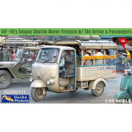 Gecko Models 35GM0111 1/35 Vietnam Saigon Shuttle Tricar The Driver & Passengers