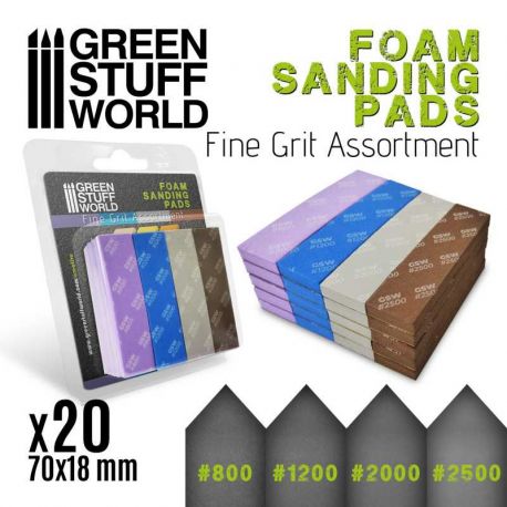 GREEN STUFF WORLD SPUGNA ABRASIVA EVA - Assortimento grana fine x20