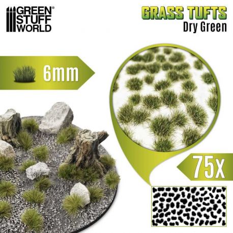 GREEN STUFF WORLD Static Grass Tufts 6 mm -Dry Green