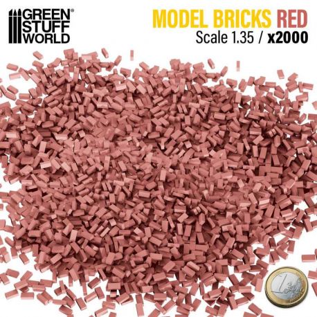 GREEN STUFF WORLD Miniature Bricks - Red x2000 1:35