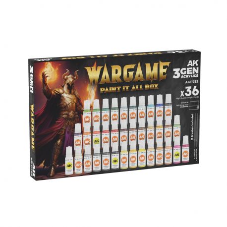 AK INTERACTIVE 3GEN – WARGAME PAINT IT ALL BOX x36