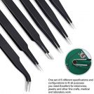 Set 6 pinzette in acciaio antistatiche
