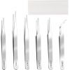 Set 6 pinzette in acciaio inox