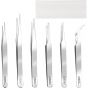 Set 6 pinzette in acciaio inox