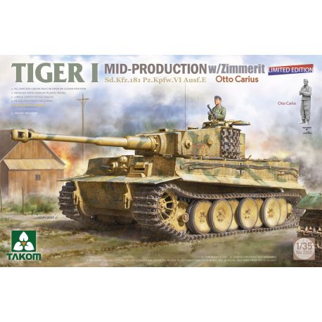 Takom 2200 Tiger I Mid-Production With Zimmerit Sd.Kfz.181 Pz.Kpfw.VI Ausf.E Otto Carius (Limited Edition)