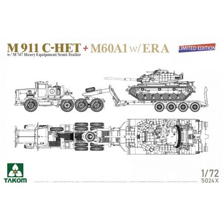 TAKOM 5024X US M911 C-HET with M747 Heavy Equipment Semi-Trailer and M60A1 with ERA