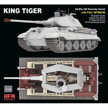 RYE FIELD MODEL 5165 Porsche Turret King Tiger w/INTERIOR & 2T crane